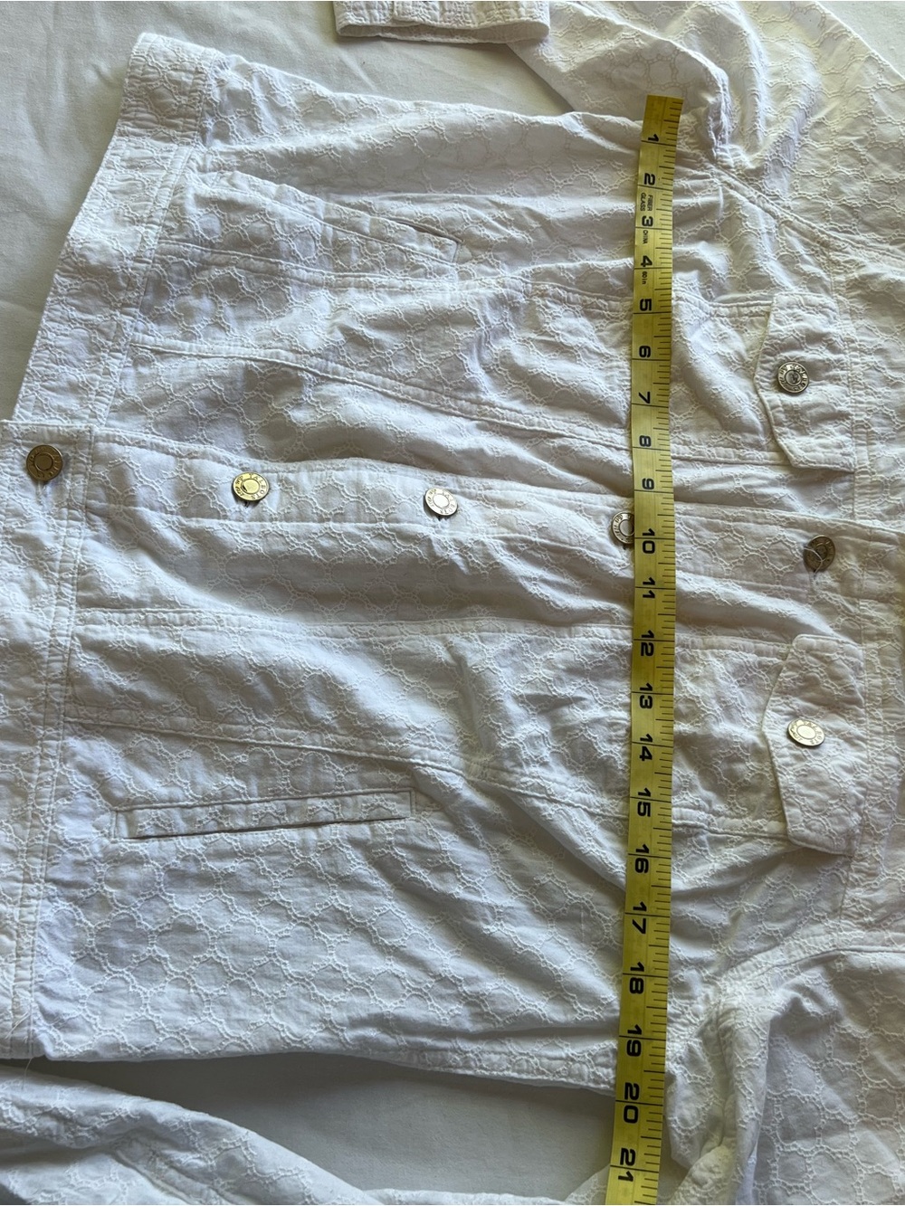 Talbots White Textured Button-Front Jean Jacket - Picture 6 of 8